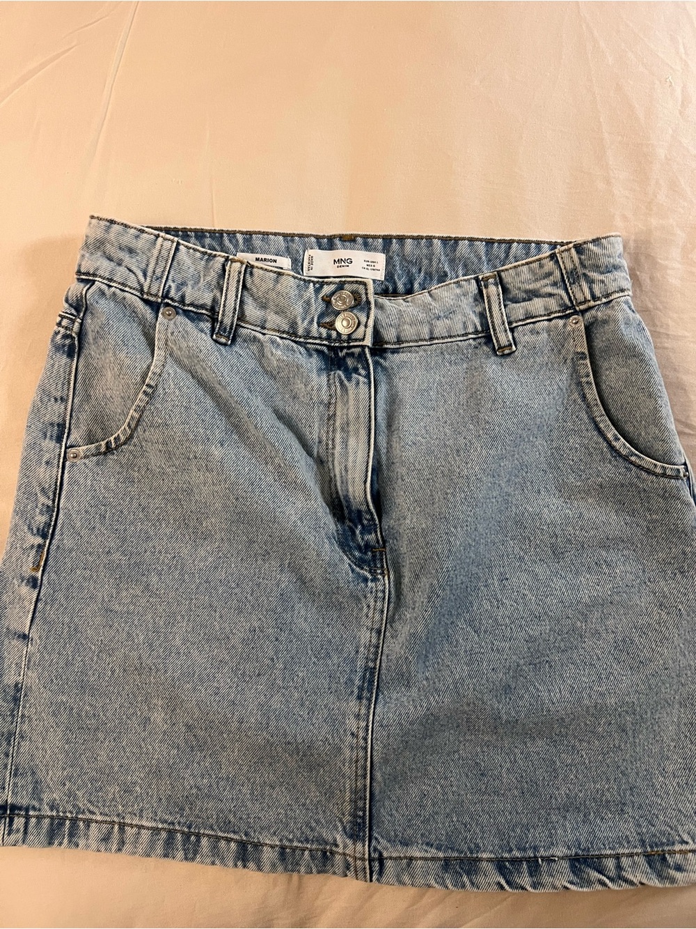 Mango Washed Light Blue Denim Skirt